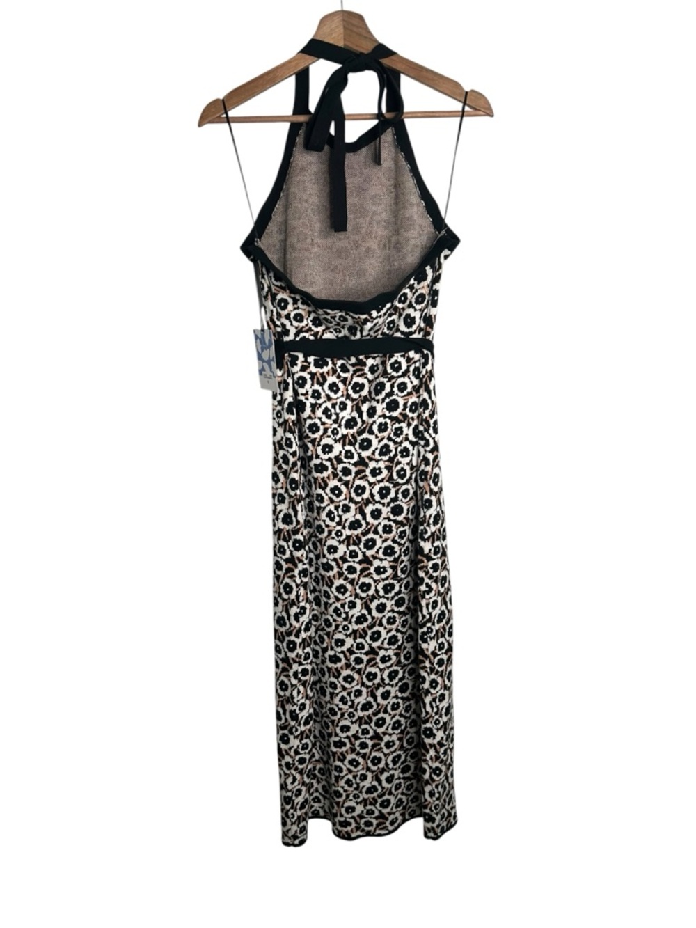 Diane von Furstenberg Target Halter Tie Neck Poppy Sweaterknit Midi Dress Large - Picture 6 of 7